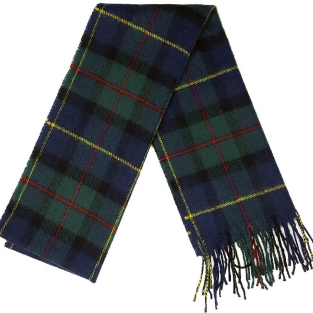 Pendleton Tartan Wool Scarf - Navy, yellow, red and Forest Green